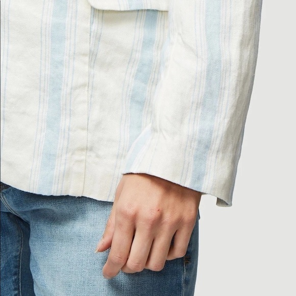NWT FRAME Blue Stripe Linen Blazer - Picture 4 of 16